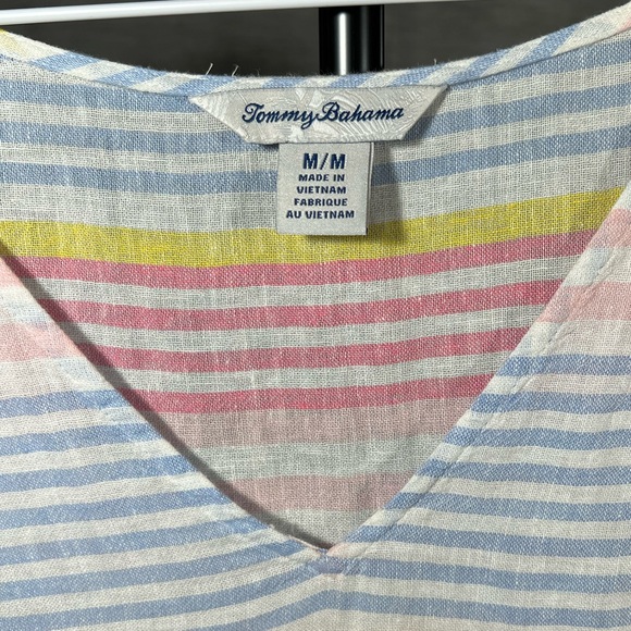 Tommy Bahama Sleeveless V-Neck Tank Striped Linen Blend size Medium - Picture 12 of 12